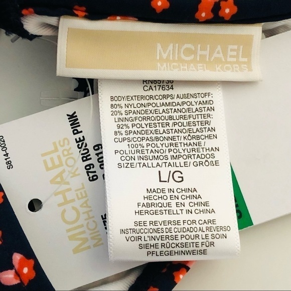 NWT Michael Kors Cap Sleeve Underwire Bikini Top in Scattered Blooms Print sz L - Picture 14 of 16